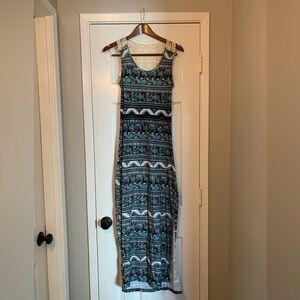Hot Kiss Blue and Black Patterned Maxi Dress